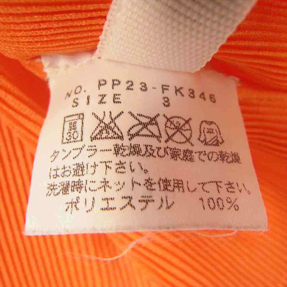 PLEATS PLEASE プリーツプリーズ イッセイミヤケ PP23-FK346 細プリーツ加工 ボトルネック 長袖カットソー オレンジ系 3【美品】【中古】