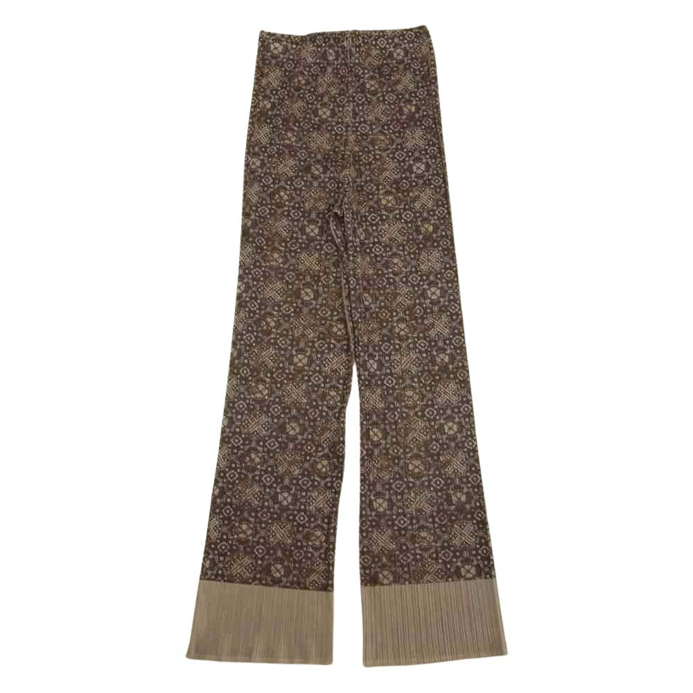 PLEATS PLEASE プリーツプリーズ イッセイミヤケ PP72-JK828 プリーツ加工 総柄 ロング パンツ グレー グレー系 3【美品】【中古】