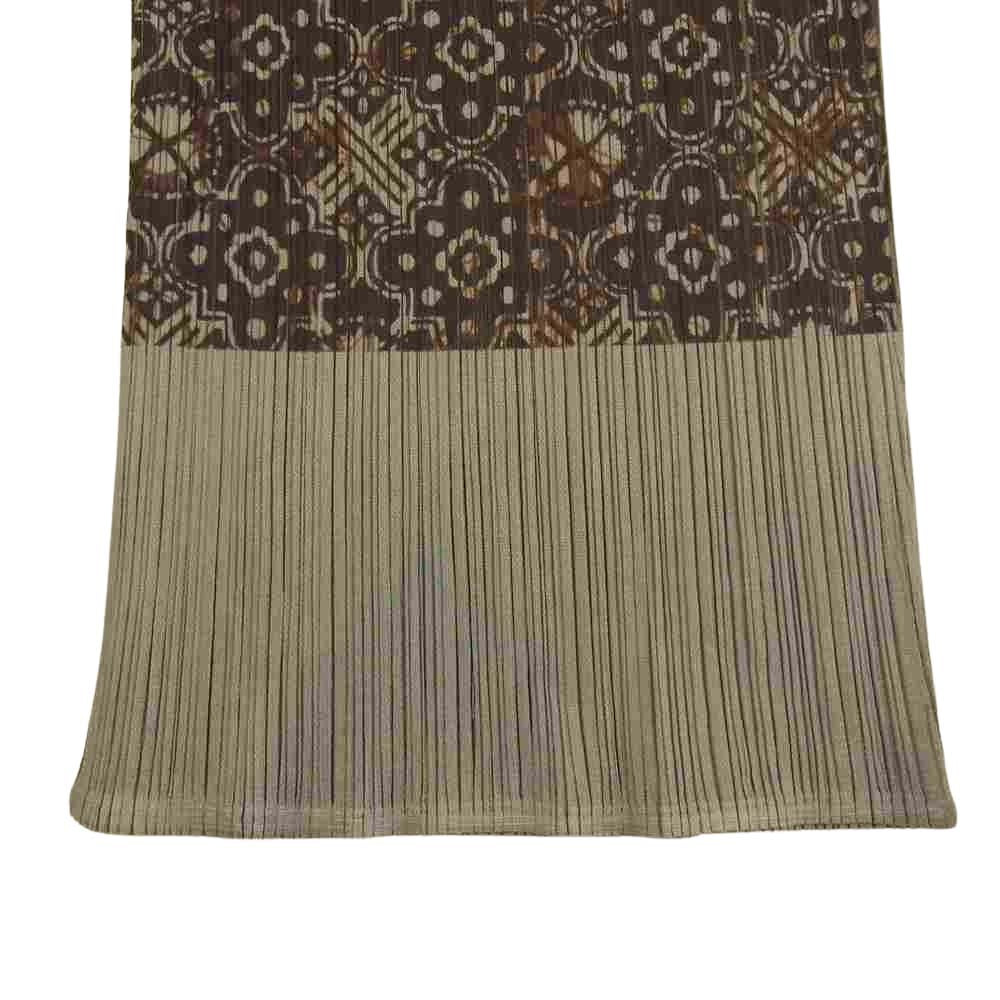 PLEATS PLEASE プリーツプリーズ イッセイミヤケ PP72-JK828 プリーツ加工 総柄 ロング パンツ グレー グレー系 3【美品】【中古】