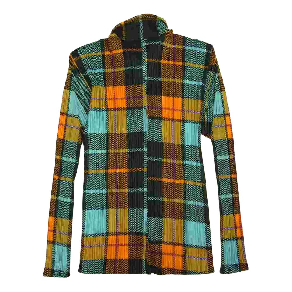 PLEATS PLEASE プリーツプリーズ イッセイミヤケ PP61-JG413 プリーツ加工 スカーフ付き チェック ブラウス  マルチカラー系 3【美品】【中古】
