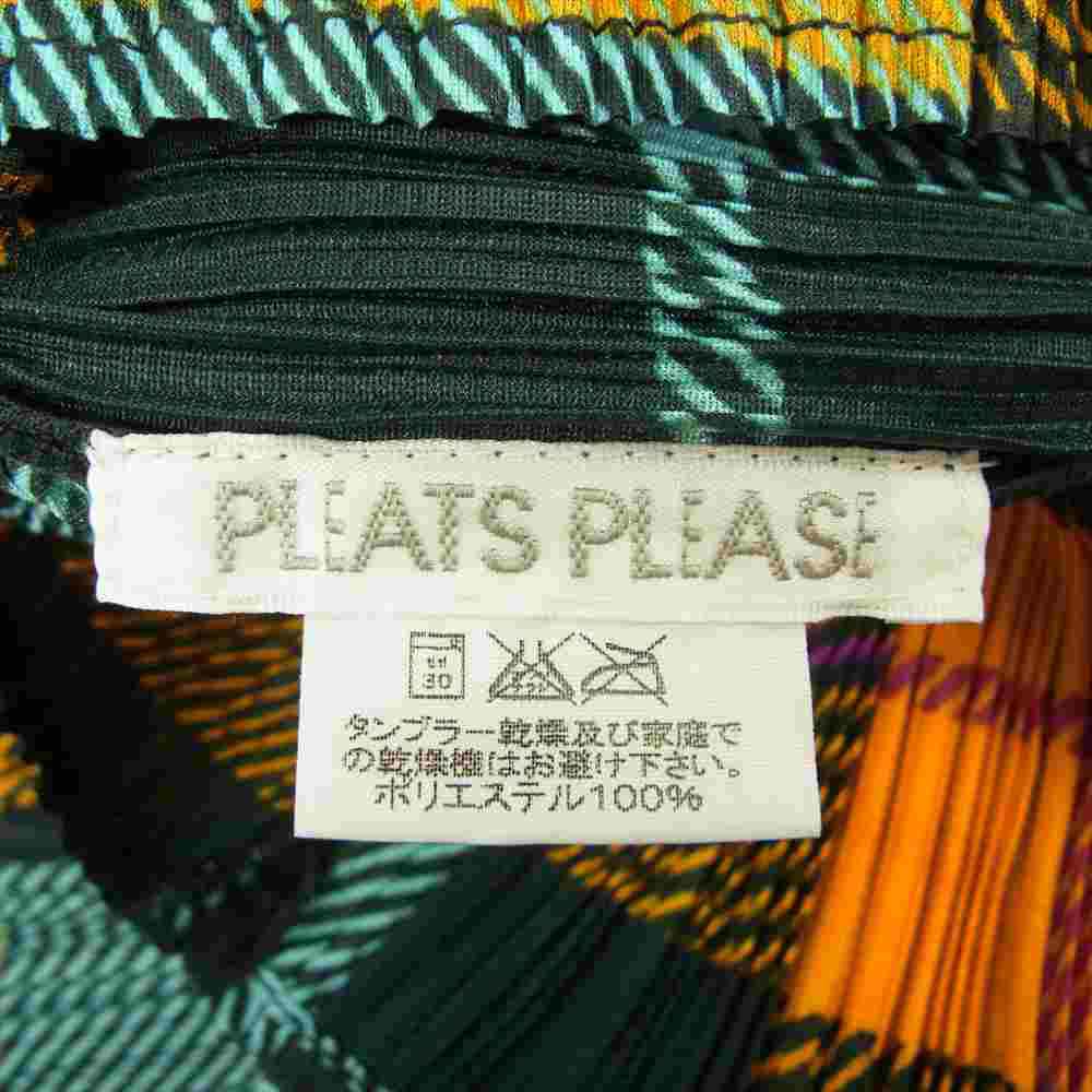 PLEATS PLEASE プリーツプリーズ イッセイミヤケ PP61-JG413 プリーツ加工 スカーフ付き チェック ブラウス  マルチカラー系 3【美品】【中古】