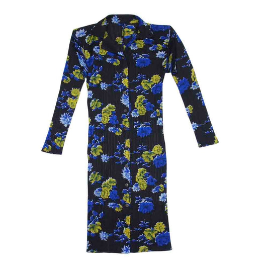 PLEATS PLEASE プリーツプリーズ イッセイミヤケ ISSEY MIYAKE PP72-JK525 プリーツ加工 花柄 ロング ブラウス ブラウン系 3【美品】【中古】