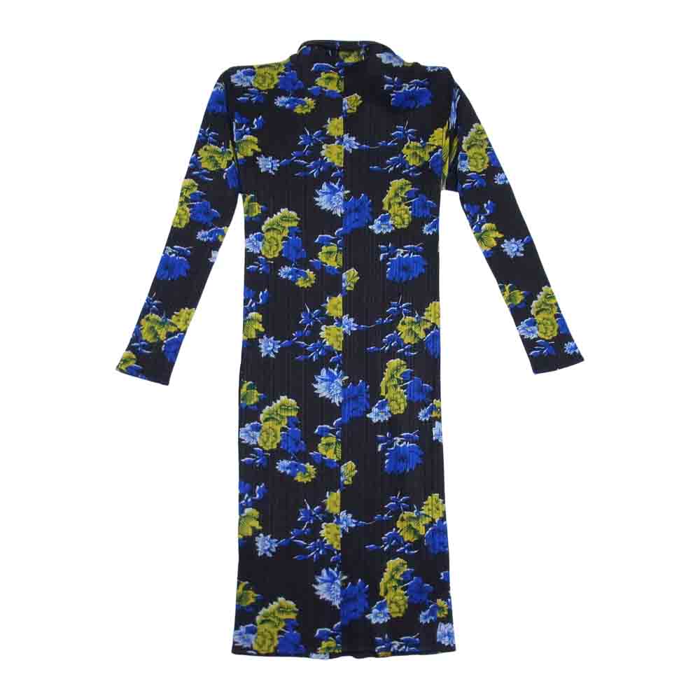 PLEATS PLEASE プリーツプリーズ イッセイミヤケ ISSEY MIYAKE PP72-JK525 プリーツ加工 花柄 ロング ブラウス ブラウン系 3【美品】【中古】
