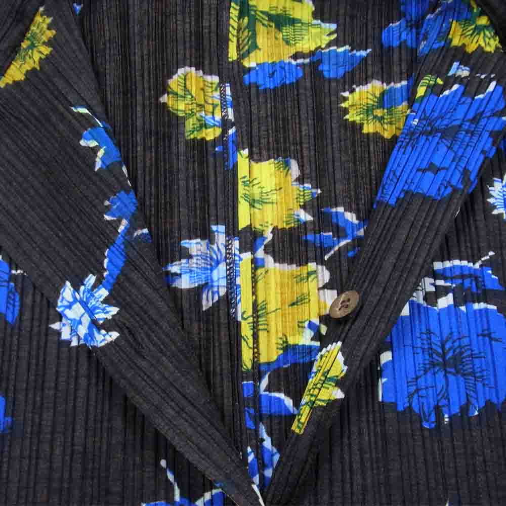 PLEATS PLEASE プリーツプリーズ イッセイミヤケ ISSEY MIYAKE PP72-JK525 プリーツ加工 花柄 ロング ブラウス ブラウン系 3【美品】【中古】