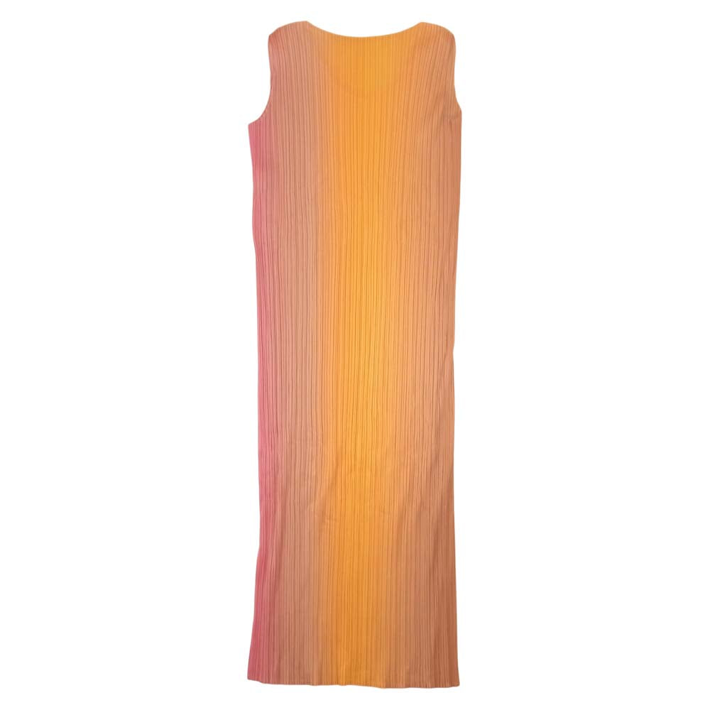 PLEATS PLEASE プリーツプリーズ イッセイミヤケ PP61-JH416 プリーツ加工 グラデーション ノースリーブ ワンピース オレンジ系 2【美品】【中古】