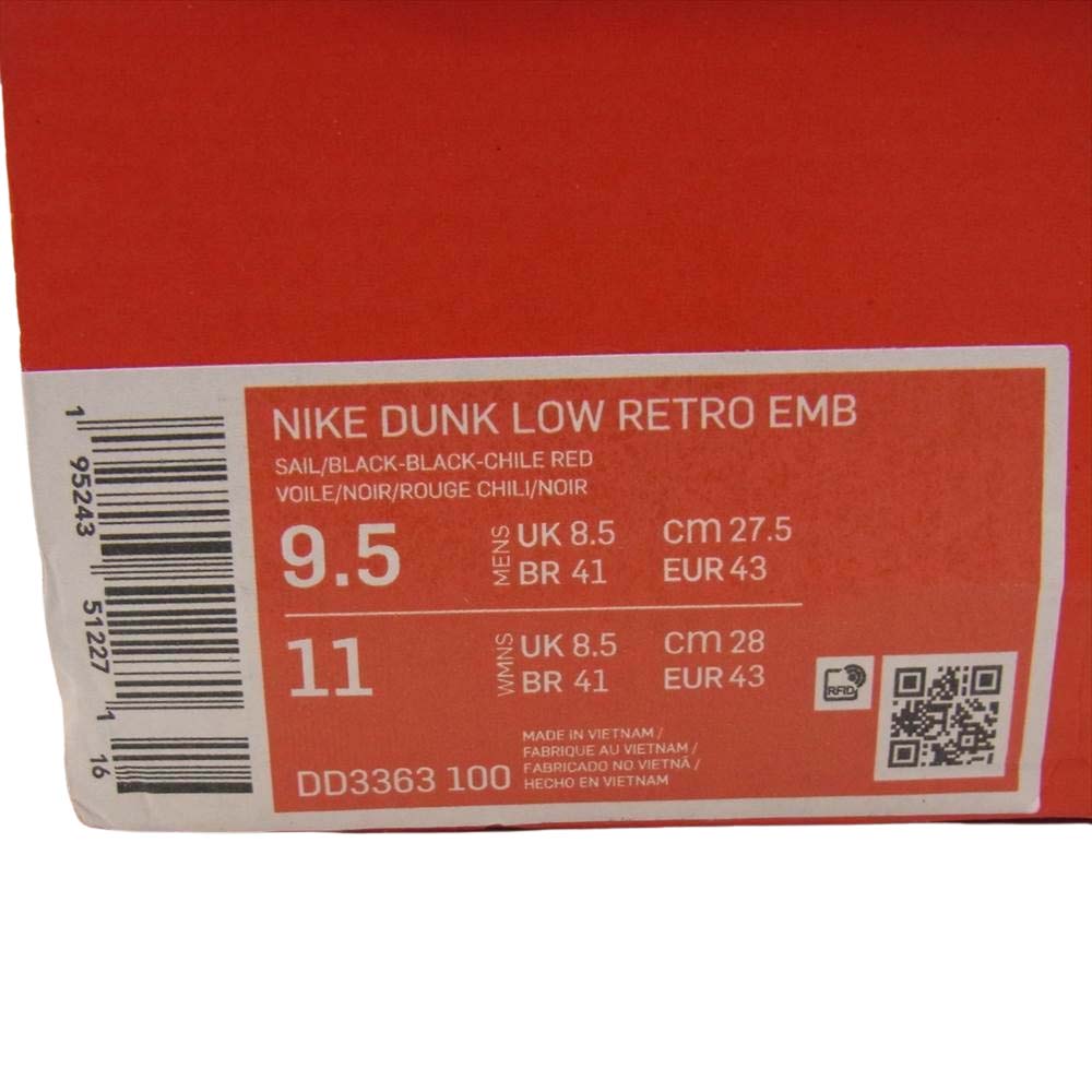 NIKE ナイキ DD3363-100 NBA X DUNK LOW EMB 75TH ANNIVERSARY CHICAGO ダンクロー レトロ ダイヤモンド アニバーサリー シカゴ 赤/白/黒系 27.5cm【新古品】【未使用】【中古】