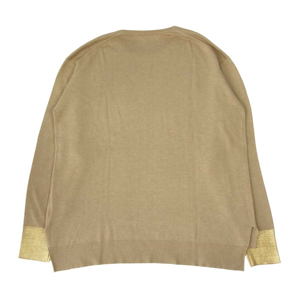 ハウスオブロータス コットン シルク フォイル プリント ニット ベージュ系 M【中古】