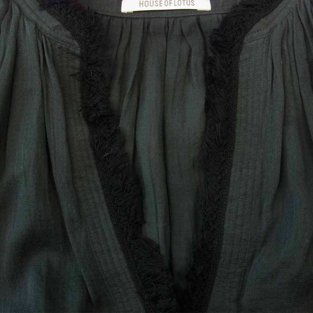 ハウスオブロータス フリンジ ギャザー ブラウス ブラック系 M【中古】