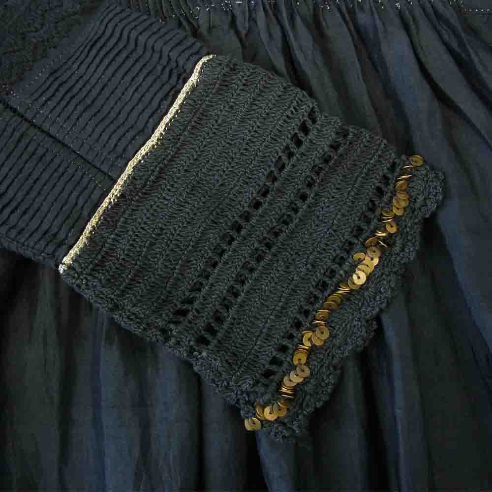 ハウスオブロータス ピンタック スパンコール 刺繍 ワンピース ブラック系 M【中古】