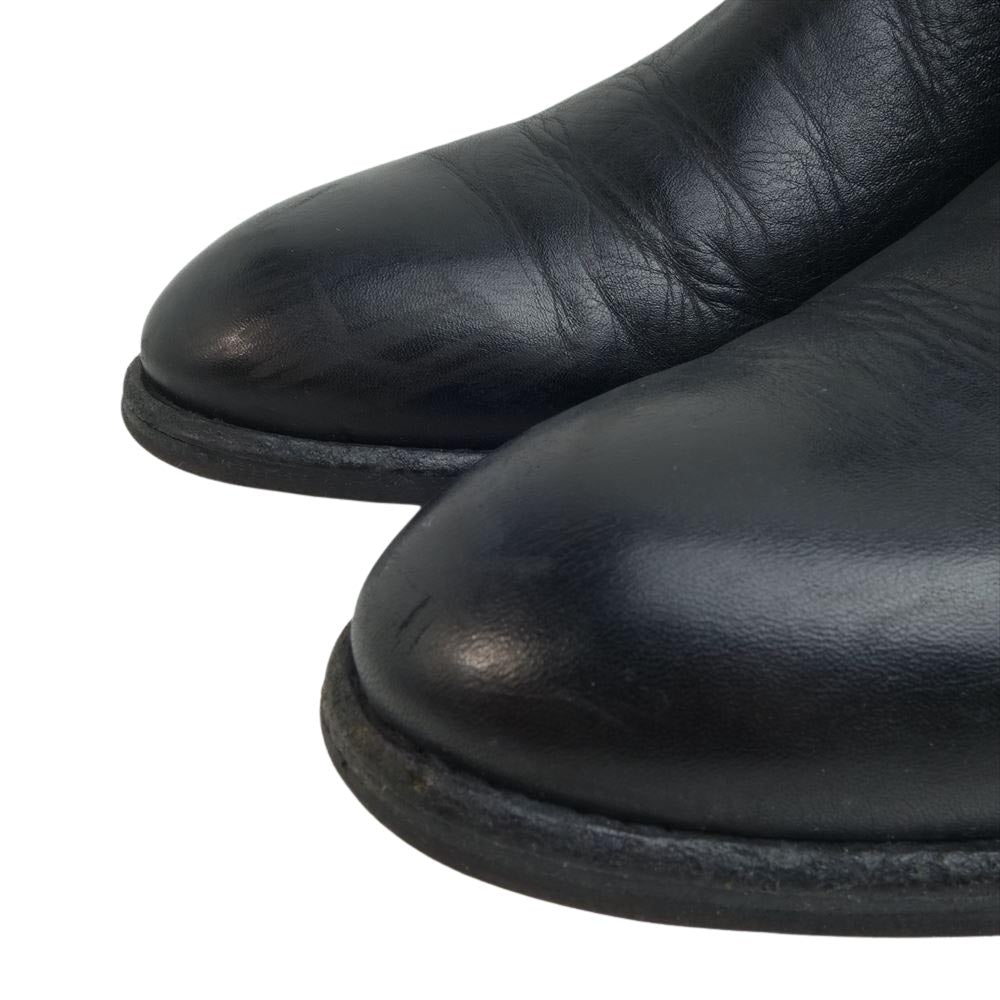 ルカグロッシ イタリア製 サイドジップ ベルト レザー ブーツ ブラック系【中古】