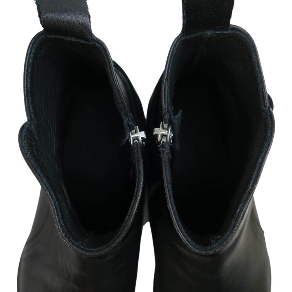 ルカグロッシ イタリア製 サイドジップ ベルト レザー ブーツ ブラック系【中古】