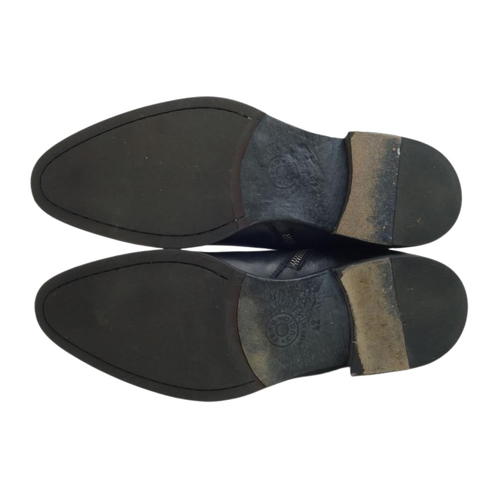 ルカグロッシ イタリア製 サイドジップ ベルト レザー ブーツ ブラック系【中古】