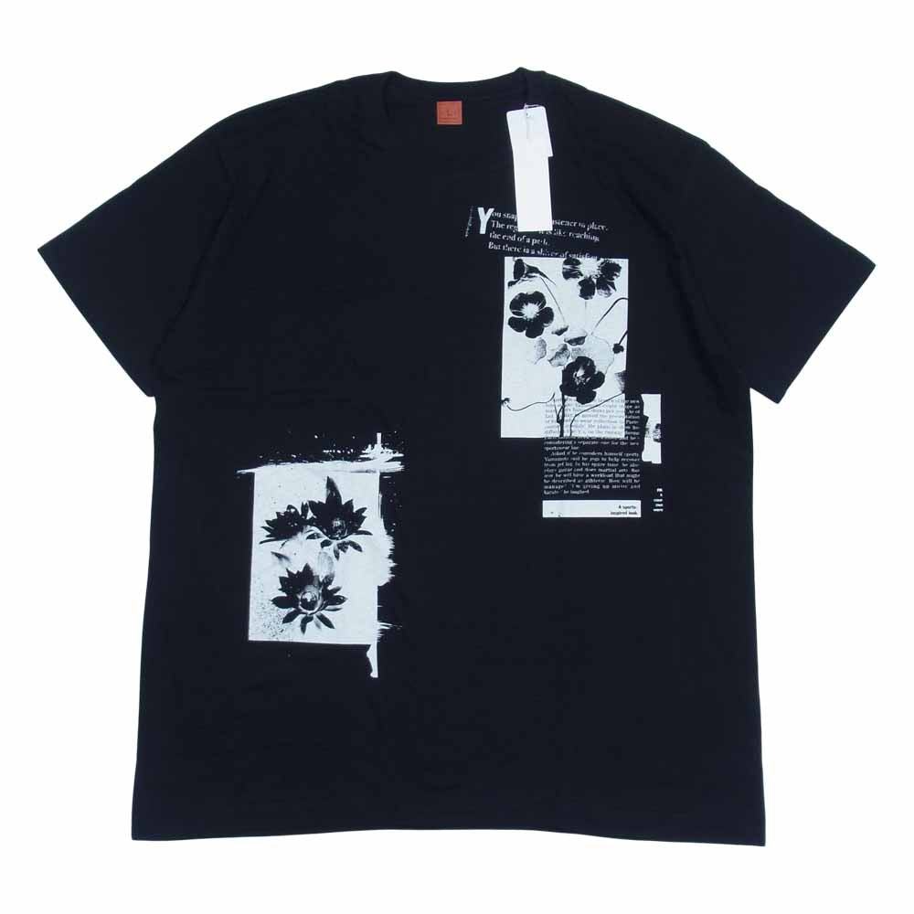 Yohji Yamamoto ヨウジヤマモト S’YTE UT-T63-006 フラワー プリント ロゴ クルーネック 半袖 Tシャツ カットソー ブラック系 4【新古品】【未使用】【中古】