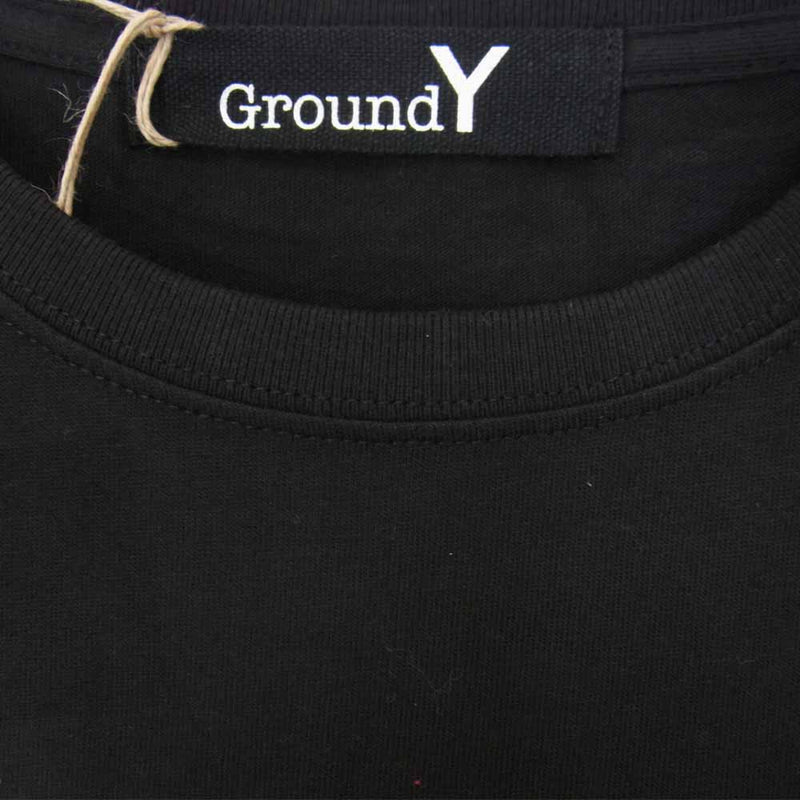 Yohji Yamamoto ヨウジヤマモト GroundY 20AW GR-T52-070 ベーシック ビッグ カットソー タイプB ロゴ プリント 半袖 Tシャツ【新古品】【未使用】【中古】