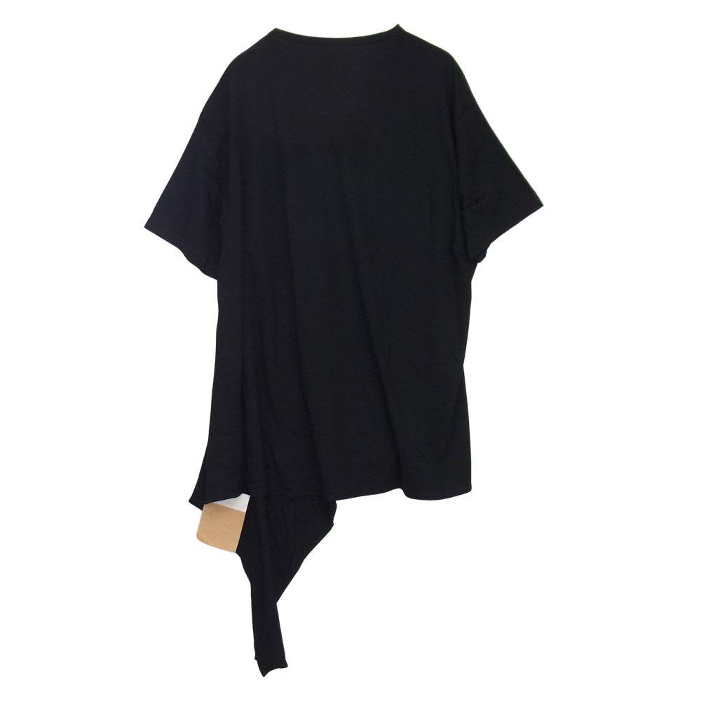 Yohji Yamamoto ヨウジヤマモト GroundY 20SS GN-T10-046 アシンメトリー ロング ドレープ カットソー 半袖 Tシャツ ブラック系 3【美品】【中古】