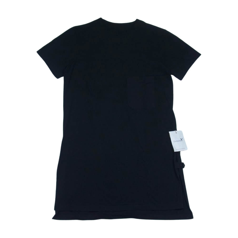 Yohji Yamamoto ヨウジヤマモト GroundY GA-T23-040 Pocket Long Cut ポケット ロング カットソー サイドスリット 半袖 Tシャツ ブラック系 3【美品】【中古】