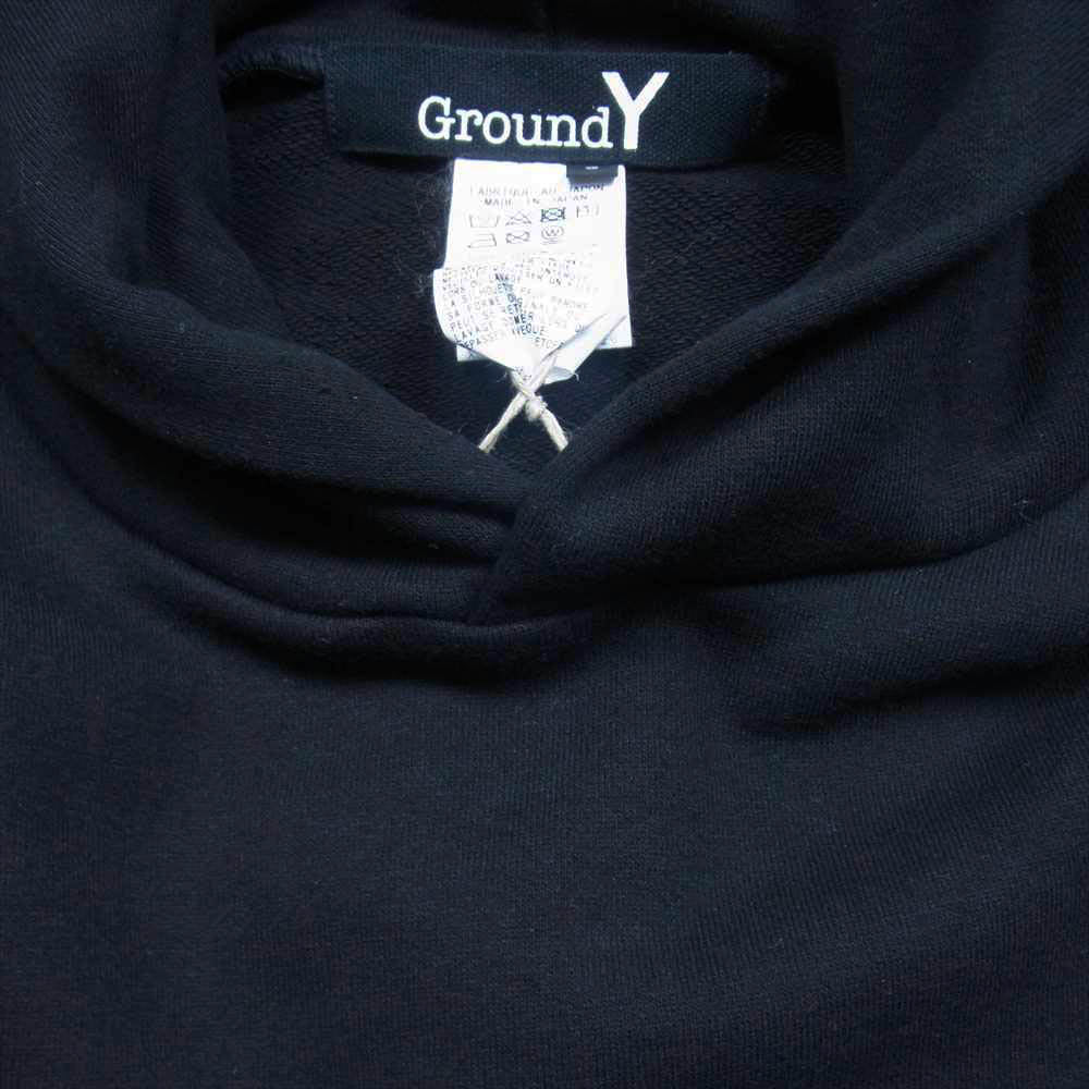 Yohji Yamamoto ヨウジヤマモト GroundY GA-T75-079 Upside Down LOGO Side Zipper Hoodie ロゴ サイドジップ フーディ パーカー ブラック系 3【美品】【中古】