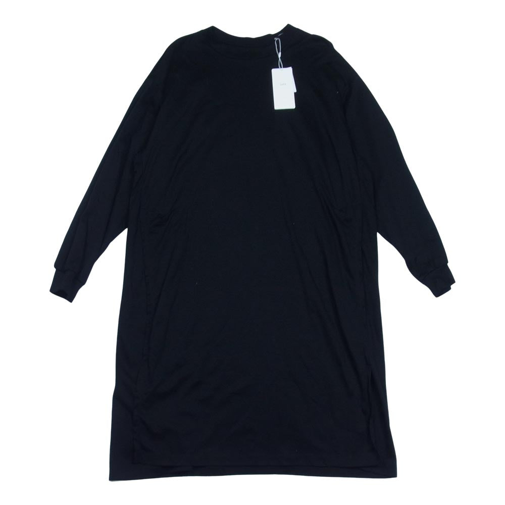 ルイス サイドスリット クルーネック ロング カットソー 長袖 Tシャツ ブラック系 F【新古品】【未使用】【中古】
