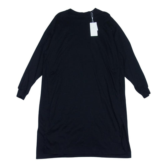 ルイス サイドスリット クルーネック ロング カットソー 長袖 Tシャツ ブラック系 F【新古品】【未使用】【中古】