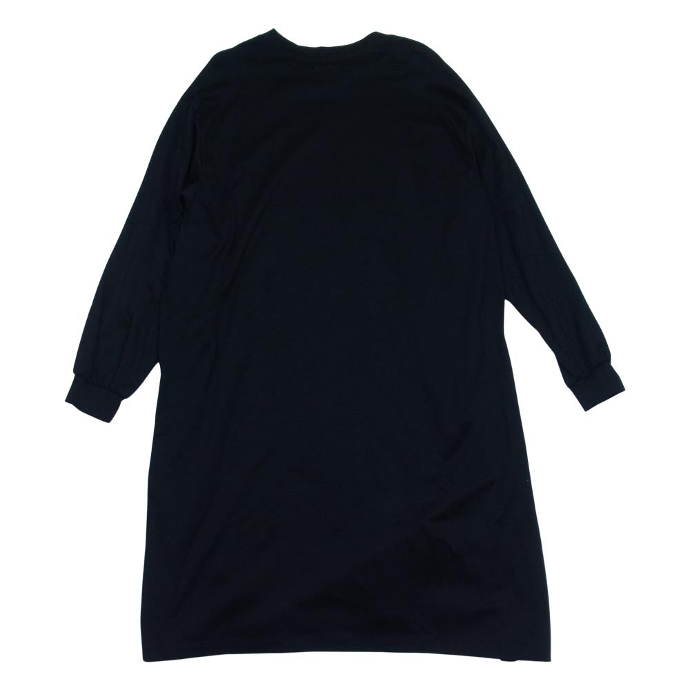 ルイス サイドスリット クルーネック ロング カットソー 長袖 Tシャツ ブラック系 F【新古品】【未使用】【中古】