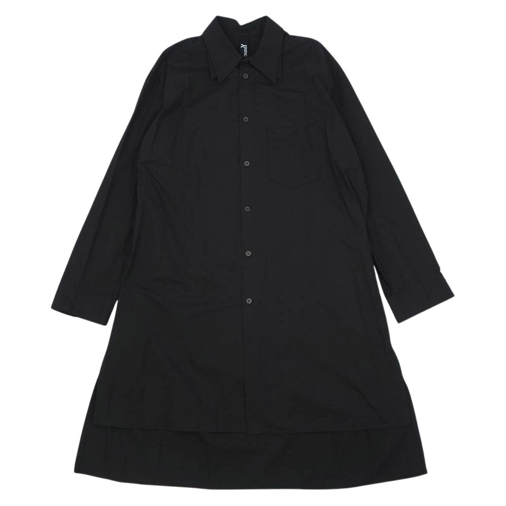 Yohji Yamamoto ヨウジヤマモト GroundY 21AW GM-B13-001 二枚襟 コットンブロード ダブルカラー 長袖 ロング シャツ ブラック系 3【新古品】【未使用】【中古】