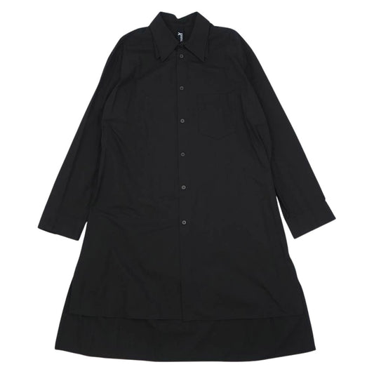 Yohji Yamamoto ヨウジヤマモト GroundY 21AW GM-B13-001 二枚襟 コットンブロード ダブルカラー 長袖 ロング シャツ ブラック系 3【新古品】【未使用】【中古】