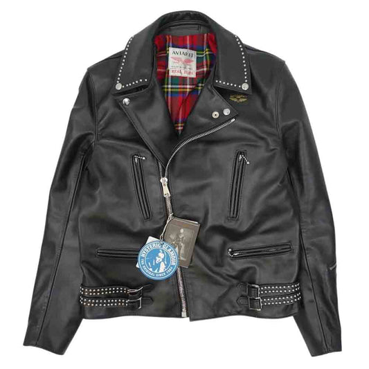 HYSTERIC GLAMOUR ヒステリックグラマー Lewis Leathers ルイスレザー 22SS 02221LB02 #391 LIGHTNING スタッズ ライトニング レザー ライダース ブラック系 L【極上美品】【中古】