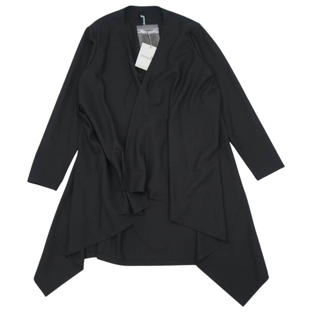 Yohji Yamamoto ヨウジヤマモト GroundY GA-D06-100 T/W Gabardine Long Drape Jacket TWギャバジン ロング ドレープ ジャケット ブラック系 3【新古品】【未使用】【中古】