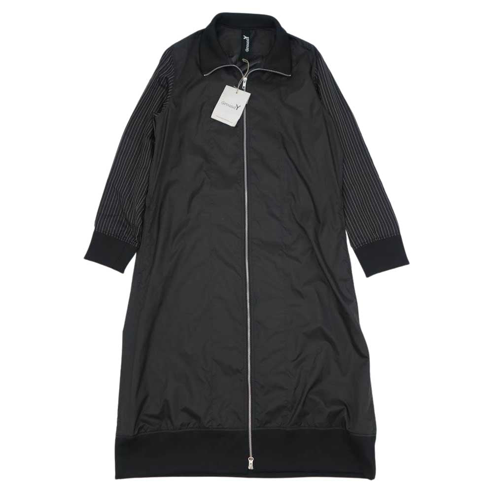 Yohji Yamamoto ヨウジヤマモト GorundY GG-B05-900 Taffeta Rib Collar Long Shirt タフタ リブ カラー ロング シャツ ブラック系 3【新古品】【未使用】【中古】