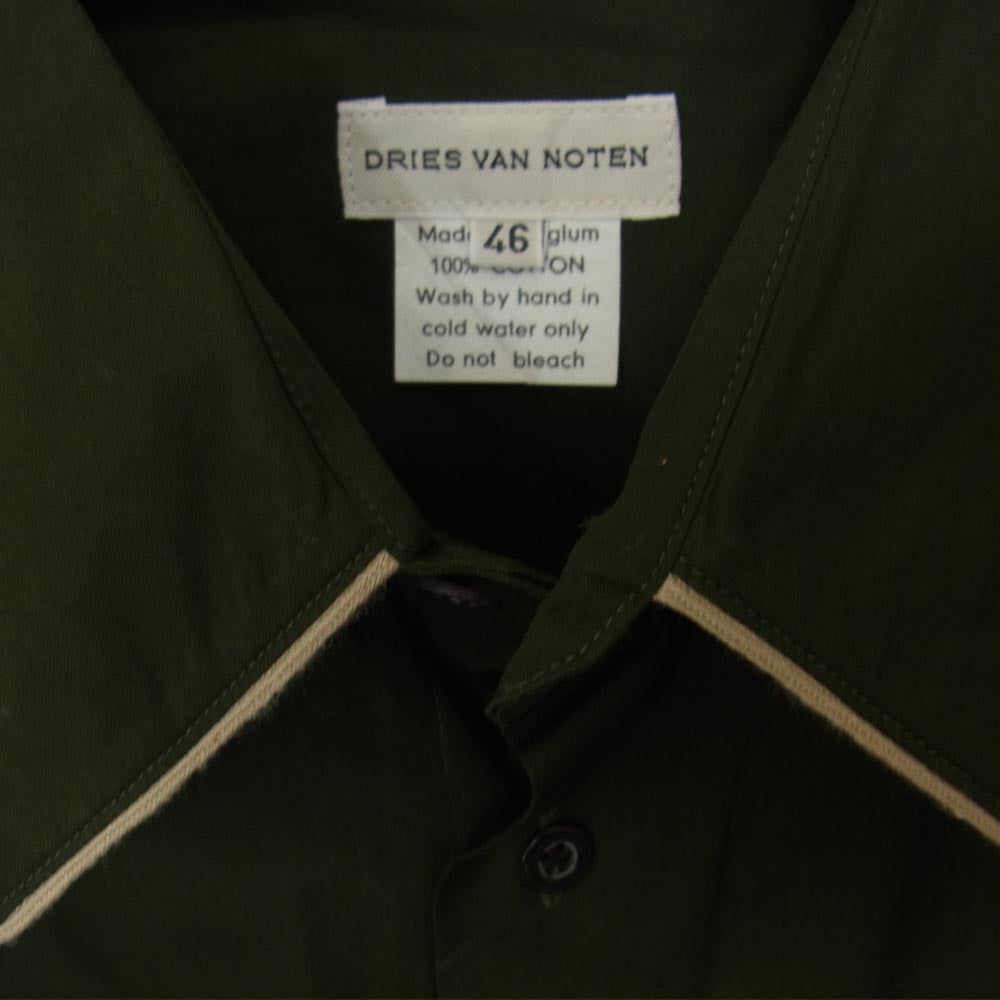 DRIES VAN NOTEN ドリスヴァンノッテン パイピング 長袖 シャツ グリーン系 46【中古】