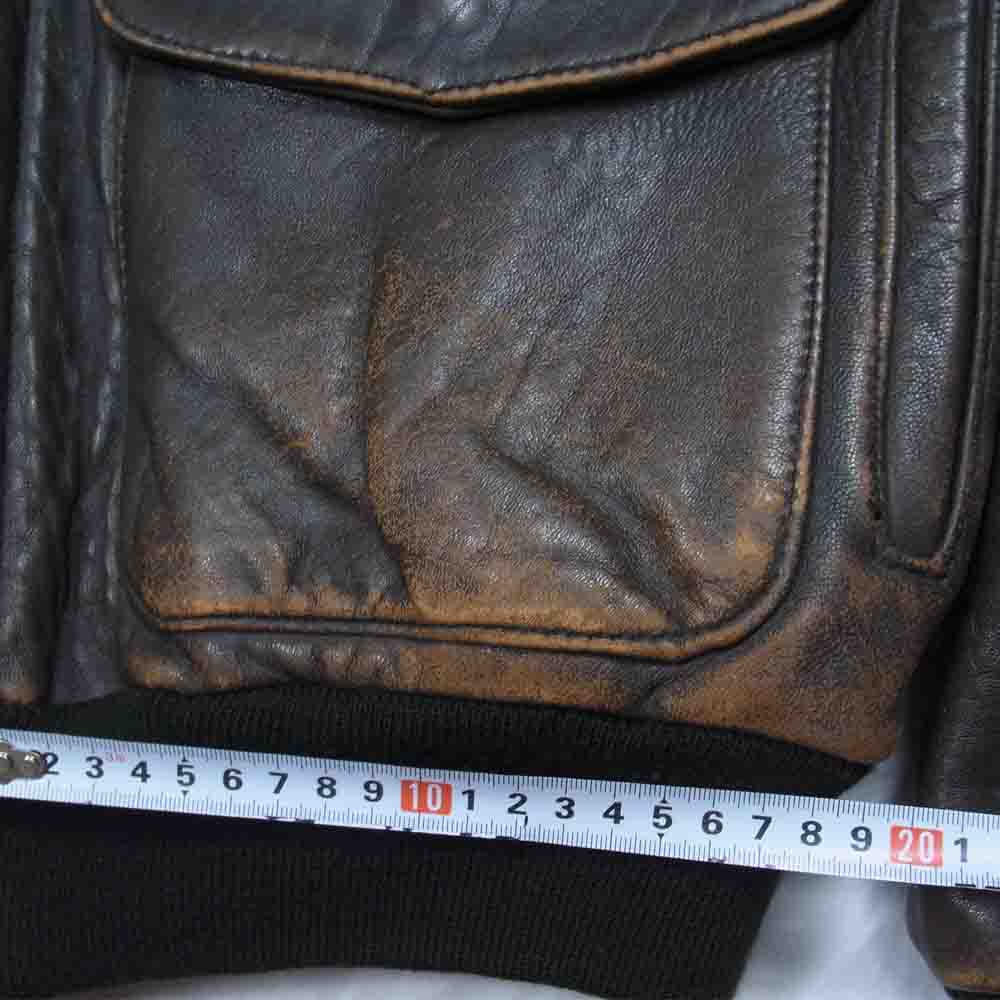 AVIREX アヴィレックス TYPE A-2 裏地プリント レザー フライトジャケット ダークブラウン系 S【中古】