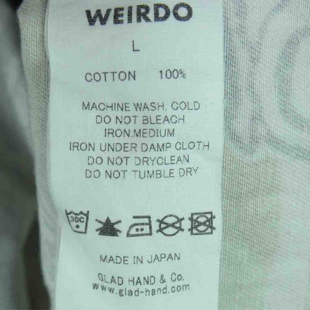 WEIRDO ウィアード WIBITZER L/S SHIRTS ウィビッツァー ノーカラー 総柄 長袖 シャツ グリーン系 ベージュ系 ブラック系 L【中古】