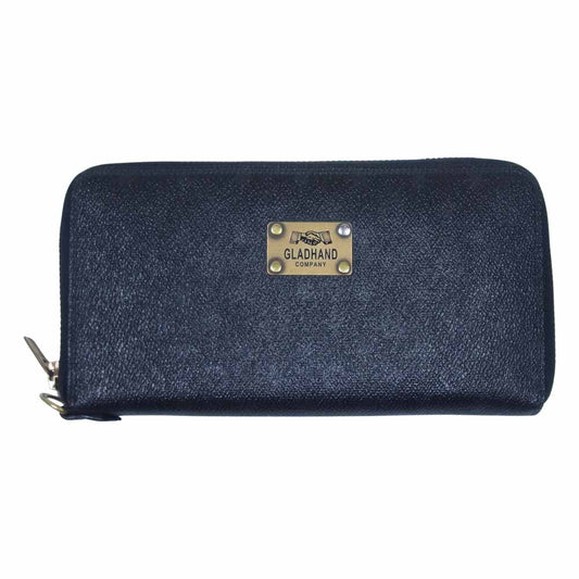 GLADHAND & Co. グラッドハンド × PORTER ポーター BELONGINGS WALLET 総柄 レザー ラウンドジップ ウォレット ブラック系【中古】