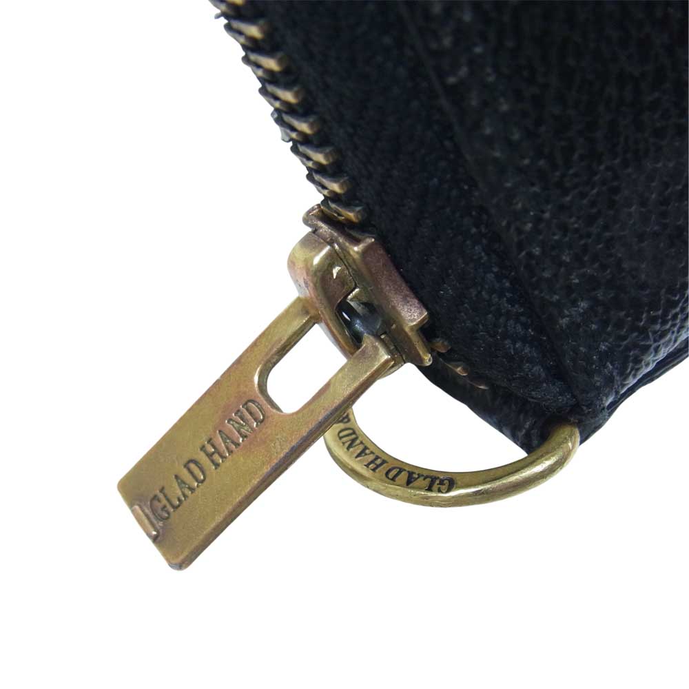 GLADHAND & Co. グラッドハンド × PORTER ポーター BELONGINGS WALLET 総柄 レザー ラウンドジップ ウォレット ブラック系【中古】
