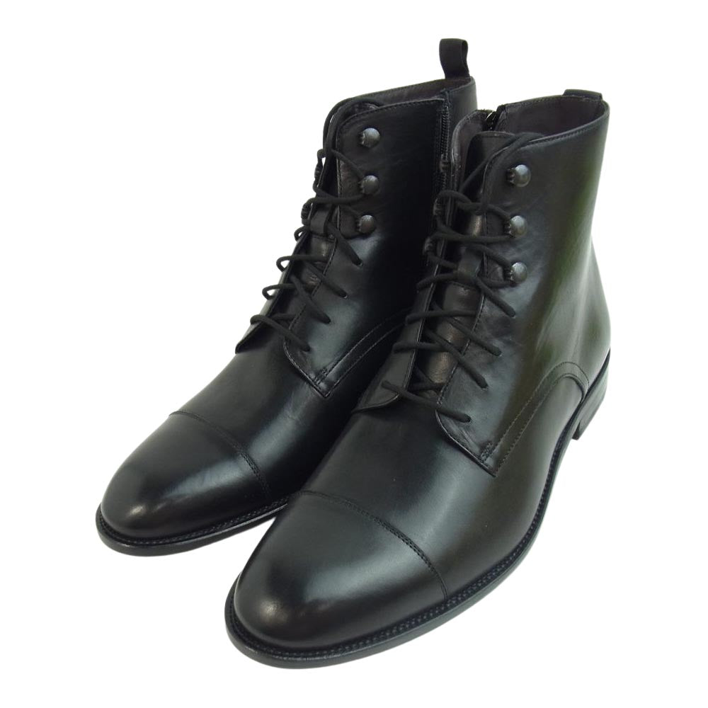 アンドレアフェリ G40 サイドジップ キャップトゥ レースアップ ブーツ ブラック系 43【新古品】【未使用】【中古】