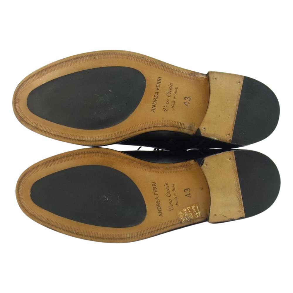 アンドレアフェリ G40 サイドジップ キャップトゥ レースアップ ブーツ ブラック系 43【新古品】【未使用】【中古】