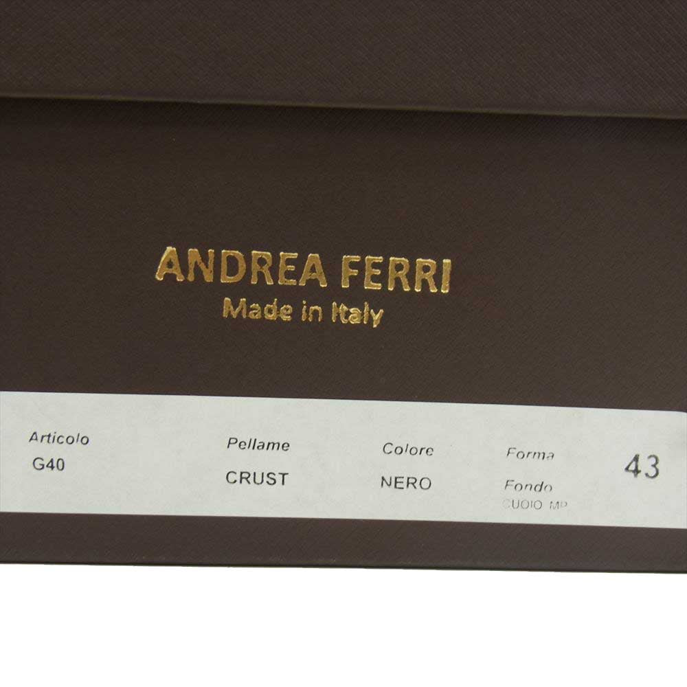 アンドレアフェリ G40 サイドジップ キャップトゥ レースアップ ブーツ ブラック系 43【新古品】【未使用】【中古】