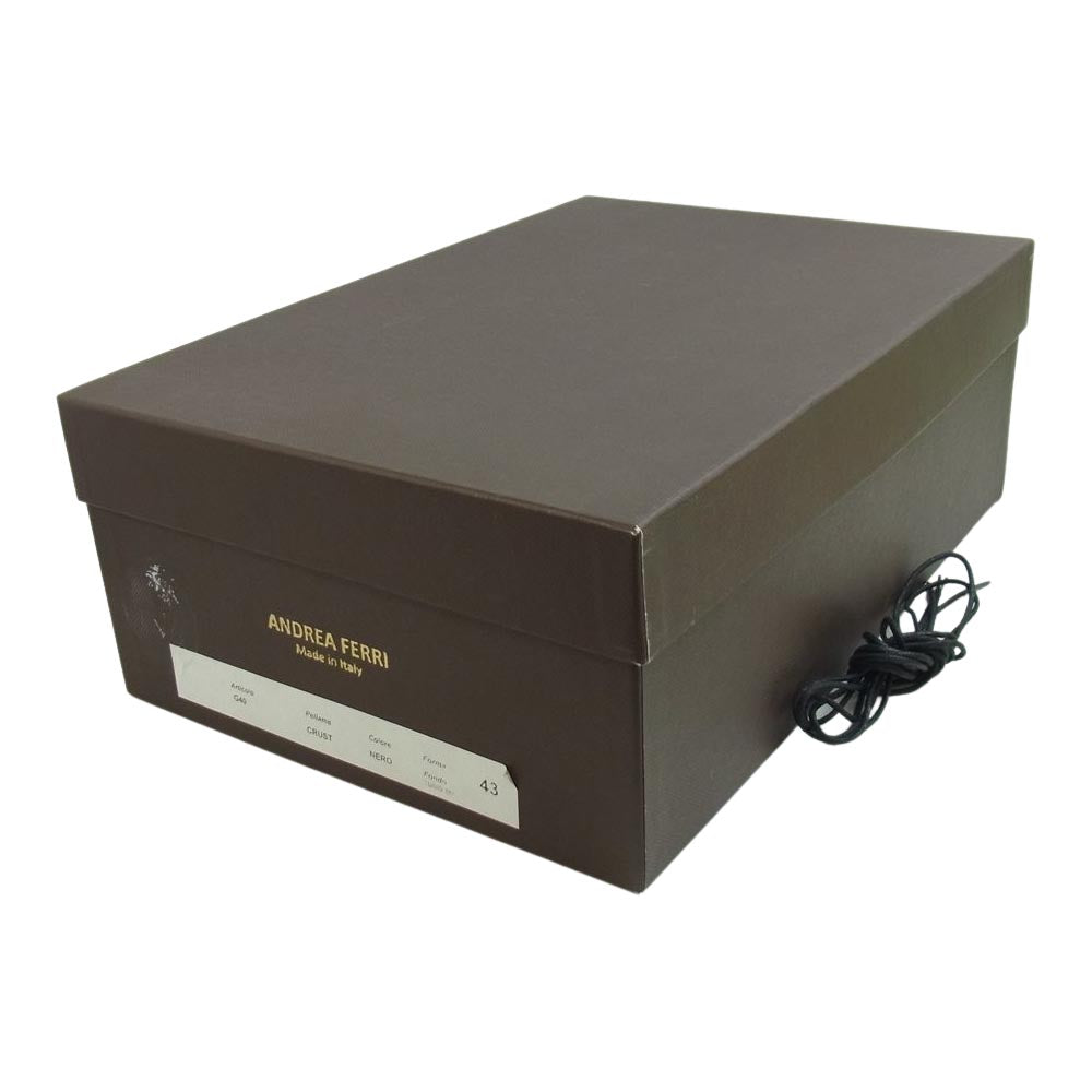 アンドレアフェリ G40 サイドジップ キャップトゥ レースアップ ブーツ ブラック系 43【新古品】【未使用】【中古】