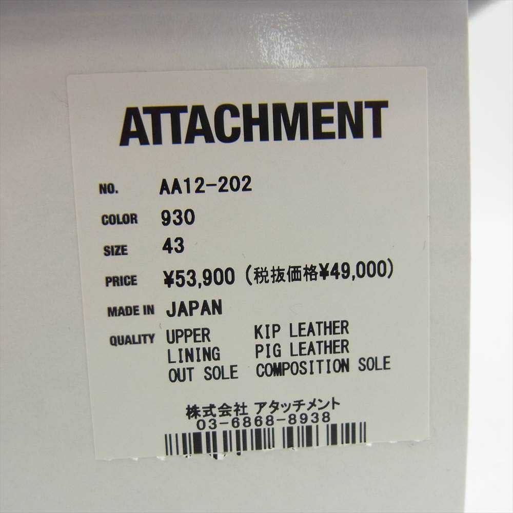 ATTACHMENT アタッチメント AA12-202 COW LEATHER BACK ZIP SNEAKERS カウレザー バックジップ スニーカー ブーツ ブラック系 43【新古品】【未使用】【中古】