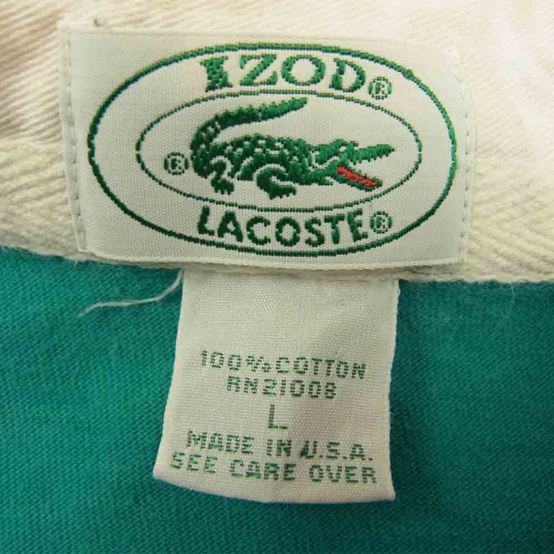 アイゾッド ラコステ ヴィンテージ 80s 90s USA製 ラガーシャツ グリーン系 ネイビー系 L【中古】