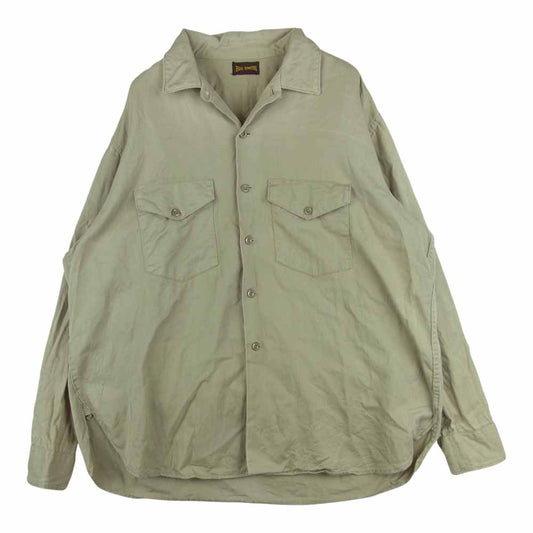 ビックスミス ヴィンテージ 50s 60s 黒タグ マチ付き ツイル 長袖 ワーク シャツ ベージュ系【中古】