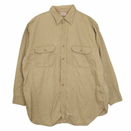 ヘラクレス ヴィンテージ 50s マチ付き ツイル ワークシャツ ベージュ系【中古】
