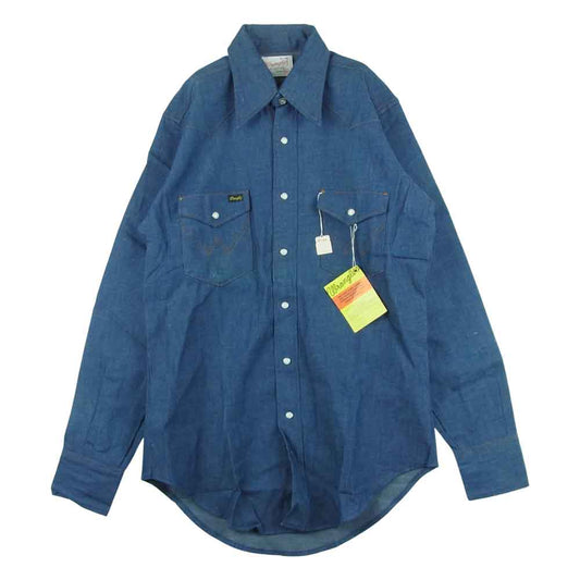 Wrangler ラングラー デッドストック 70s 27MW デニム ウエスタン 長袖 シャツ インディゴブルー系 15 × 34【新古品】【未使用】【中古】