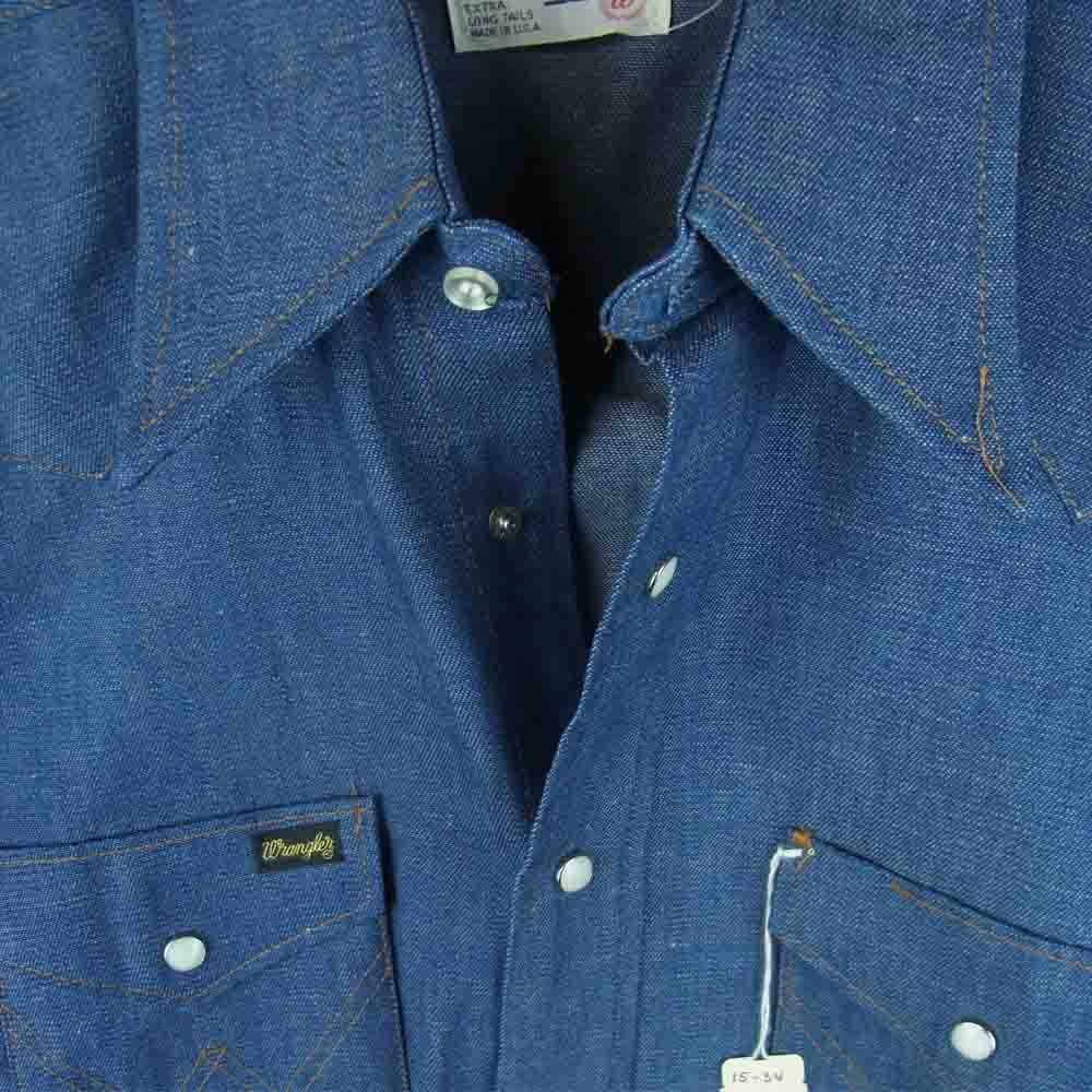 Wrangler ラングラー デッドストック 70s 27MW デニム ウエスタン 長袖 シャツ インディゴブルー系 15 × 34【新古品】【未使用】【中古】