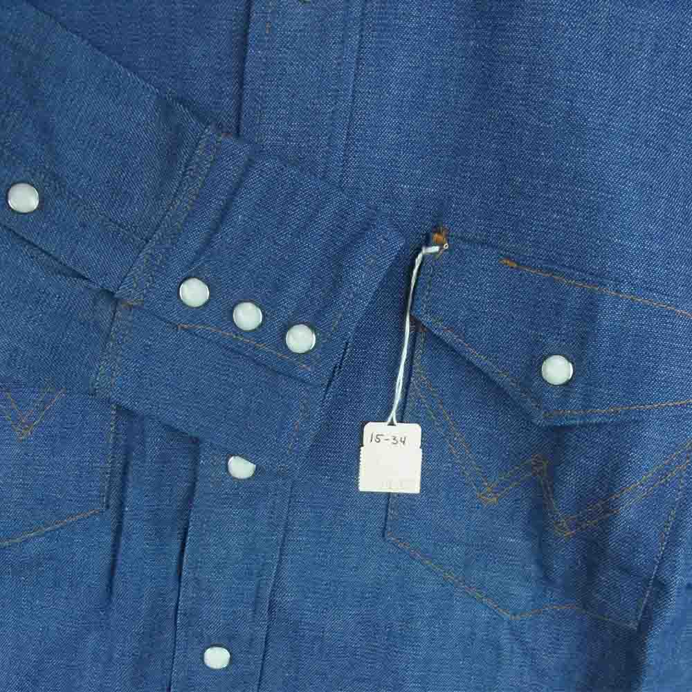Wrangler ラングラー デッドストック 70s 27MW デニム ウエスタン 長袖 シャツ インディゴブルー系 15 × 34【新古品】【未使用】【中古】