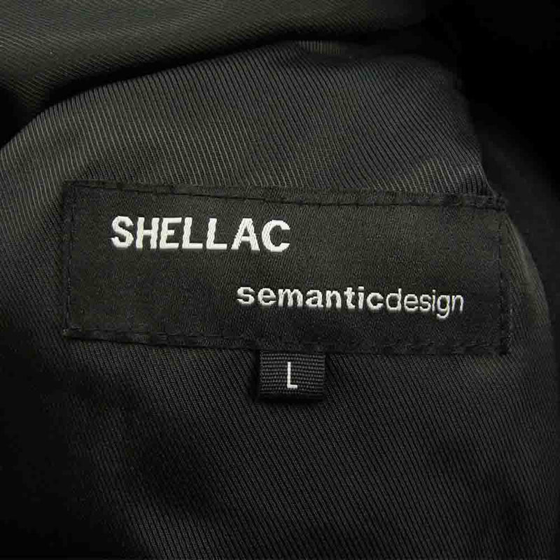 SHELLAC シェラック 530154 semanticdesign セマンティックデザイン ウール混 デザイン モッズコート ブラック系 L【新古品】【未使用】【中古】