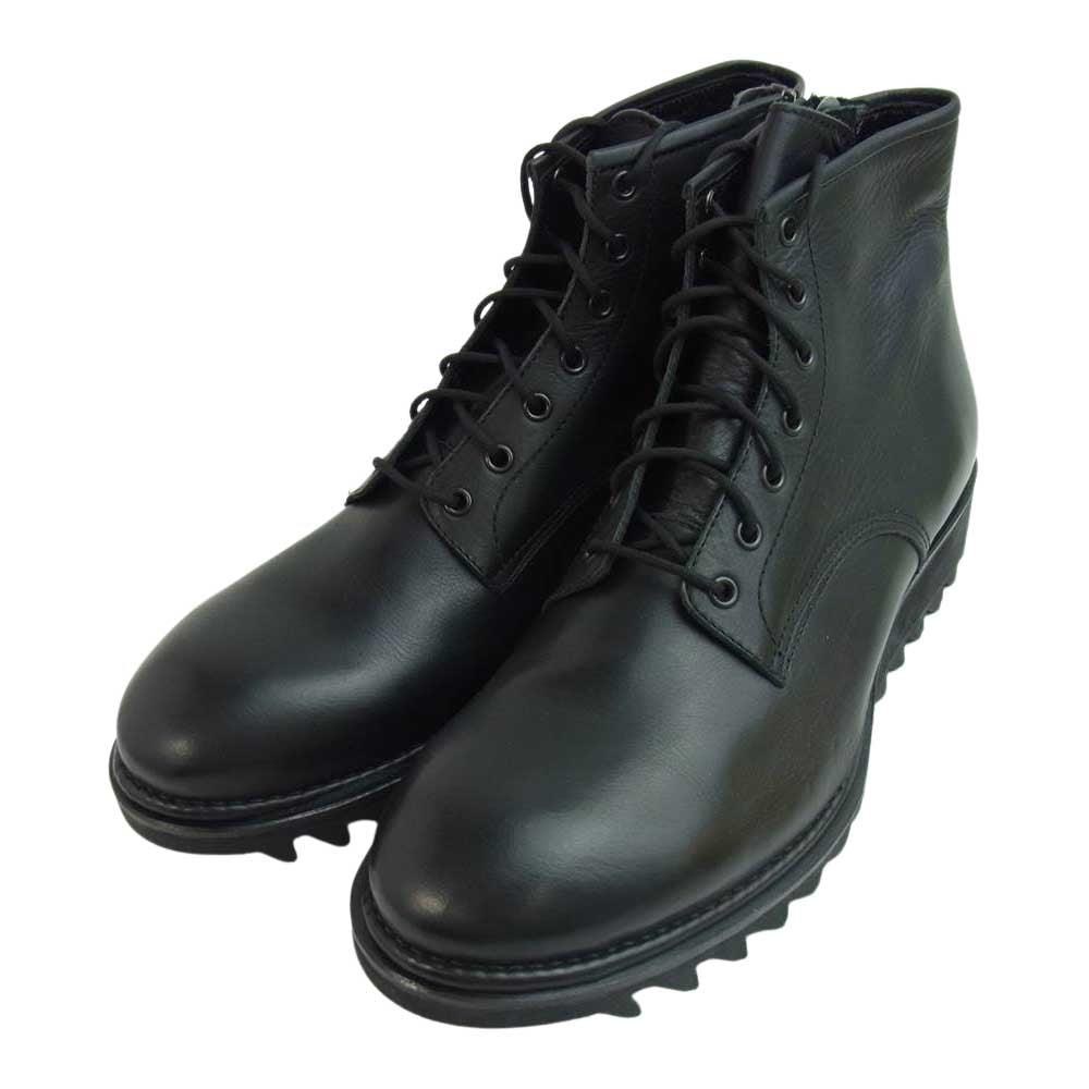 アルジス クリスタ 62326 シャークソール 7アイレット レースアップ サイドジップ ブーツ ブラック系 43【新古品】【未使用】【中古】
