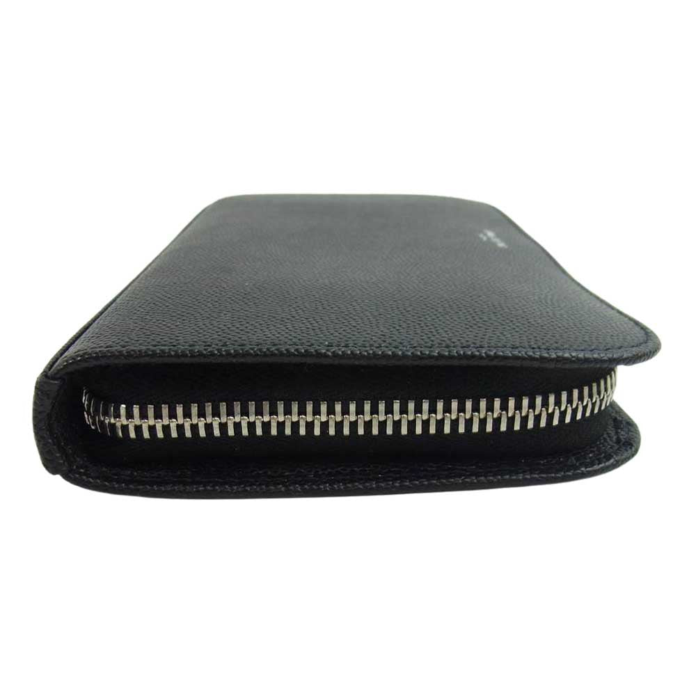 SAINT LAURENT サンローラン 534290 BTY0N 1000 ラウンドジップ ファスナー グレイン 長財布 ブラック系【美品】【中古】