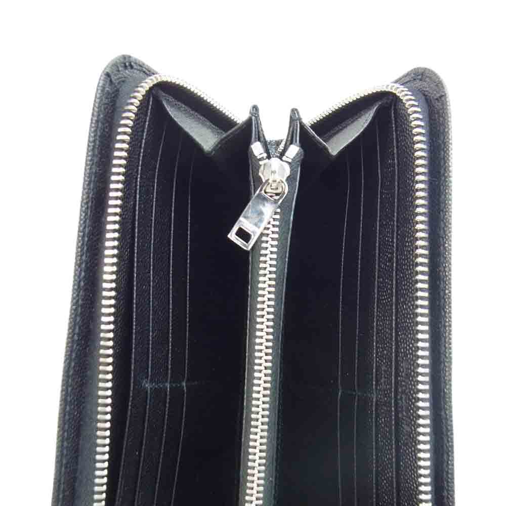 SAINT LAURENT サンローラン 534290 BTY0N 1000 ラウンドジップ ファスナー グレイン 長財布 ブラック系【美品】【中古】