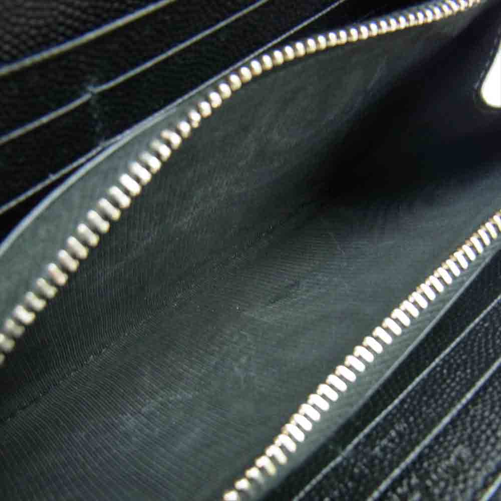 SAINT LAURENT サンローラン 534290 BTY0N 1000 ラウンドジップ ファスナー グレイン 長財布 ブラック系【美品】【中古】